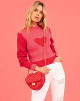 Women's Fashion Love High Neck Knit Sweater
