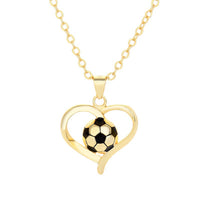 Collier de football 18 carats en forme de cœur pour femmes