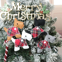 Christmas Tree Plaid Scottie Dog Ornaments