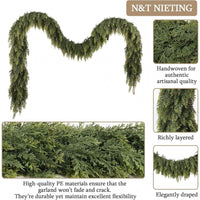 Christmas Pine Needle Garland Soft Rubber Feel Norfolk Pine Cypress Rattan
