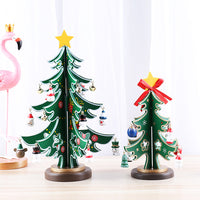 Wooden Christmas Trees Ornaments Scene Layout
