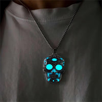 Halloween Luminous Sugar Skull Necklace With Day Of The Dead Lotus Pattern Personality Clavicle Necklace Fashion Jewelry Accessories
