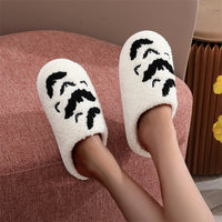 Bat Slippers Halloween Indoor House Shoes For Women Men Soft Plush Cozy
