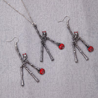 3pcs Halloween Skeleton Earrings And Necklace Set Creative Retro Personality Jewelry Accessories
