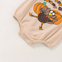 Children's Thanksgiving Turkey Print Long Sleeve Romper
