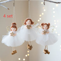 Christmas White Tulle Skirt Golden Wings Angel Girl Pendant