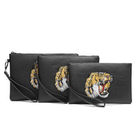Tiger Head Embroidered Clutch
