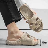 Zapatillas de Halloween con diseño de calavera para baño, zapatillas divertidas para interiores y exteriores, zapatos de playa
