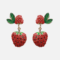 Strawberry Shaped Red Crystal Gem Earrings
