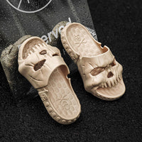 Zapatillas de Halloween con diseño de calavera para baño, zapatillas divertidas para interiores y exteriores, zapatos de playa
