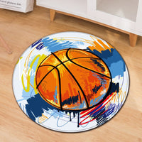 Sports Ball Printed Round Non-Slip Floor Mats
