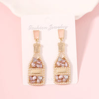 All-matching Graceful Diamond Drop Oil Fashion Imitation Pearl Wine Bottle Shape Earrings
