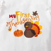 Thanksgiving New Baby Romper Suspender Skirt Outfit
