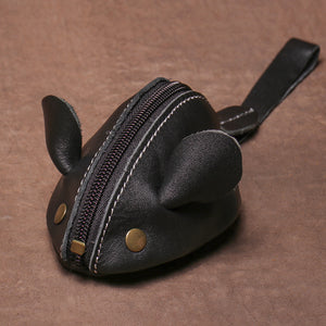 Genuine Leather Mouse Coin Purse Key Storage Bag