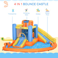 Kids Inflatable Water Slide 5-in-1 Bounce House Water Park Jumping Castle With Water Pool, Slide, Climbing Walls & 450W Air Blower