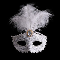 Máscara de fiesta de bola de máscara de plumas de cuero