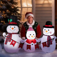 6.2FT Lighted Christmas Inflatable Decoration, Inflatable Snowman Family With Bunting, Funny Blow Up Yard Decorations With Built-in LED Lights For Holiday Party Front Yard Lawn Garden Decor
