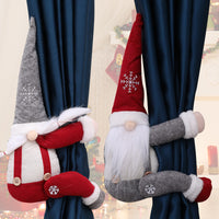 Christmas Gnome Hugging Curtain Pullbacks
