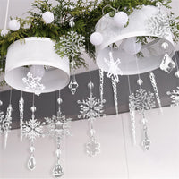 10pcs Christmas Tree Hanging Pendants Acrylic Ice Strip Snow Ceiling Xmas Ornaments New Year Christmas Decoration Home Decor
