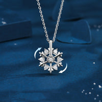 925 Silver Rotatable Snowflake Necklace
