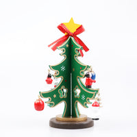 Wooden Christmas Trees Ornaments Scene Layout
