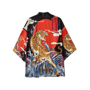 Traje de túnica japonesa Ukiyo-e Kimono con estampado de tigre