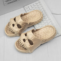 Zapatillas de Halloween con diseño de calavera para baño, zapatillas divertidas para interiores y exteriores, zapatos de playa
