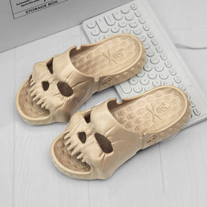 Zapatillas de Halloween con diseño de calavera para baño, zapatillas divertidas para interiores y exteriores, zapatos de playa