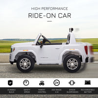 12V Battery Kids GMC Sierra HD Ride On Toy With Remote Control, Bright Headlights & Working Suspension - White