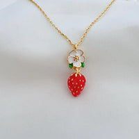 Strawberry Flower Gold-plated Necklace
