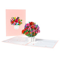 Tarjetas del día de la madre, regalos, tarjeta de felicitación 3D creativa, papel tridimensional hecho a mano, flores rosas talladas
