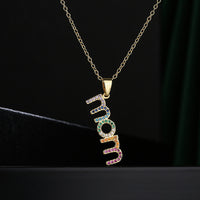 18K Copper Plated Zircon MOM Pendant Necklace