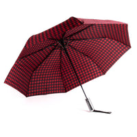 Paraguas compacto con estampado de cuadros - Apertura automática: Rojo
