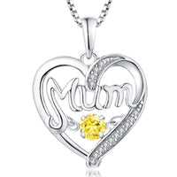 Collar de plata S925 con forma de corazón pulsátil para mamá, regalo para el día de la madre, colgante inteligente con piedras natales