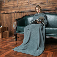 Winter Long Robes For Women Plush Coral Fleece Wearable Blanket Sofa Home Clothing
