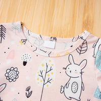 Spring Bunny Print T-Shirt & Skirt Outfit (Toddler/Child)
