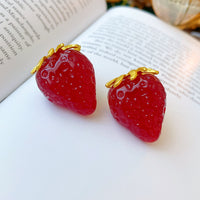 Collier de boucles d'oreilles en forme de fraise rouge pour femmes