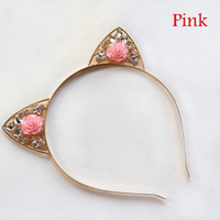 High quality cute alloy diamond rose cat ears headband children / adult headband