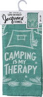 Le camping est ma thérapie - Torchon de cuisine
