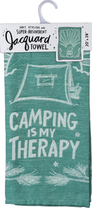 Le camping est ma thérapie - Torchon de cuisine