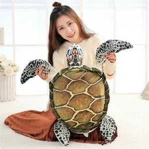 Almohadas decorativas de felpa con impresión 3D de tortugas marinas y peces tropicales