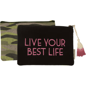 Live Your Best Life - Floral Camo - Zipper Pouch