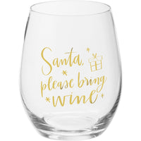 Santa Please Bring Wine - Stemless Wine Glass