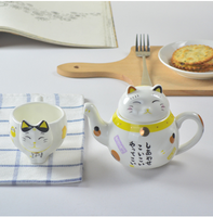 Coffrets cadeaux théière et tasse chat porte-bonheur chinois
