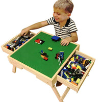 Mesa de juego plegable con bloques de construcción