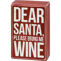 Père Noël, s'il vous plaît, apportez-moi du vin - Panneau de boîte et ensemble de chaussettes 
