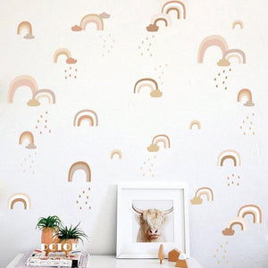 Neutral Rain Clouds and Rainbows Wall Decals