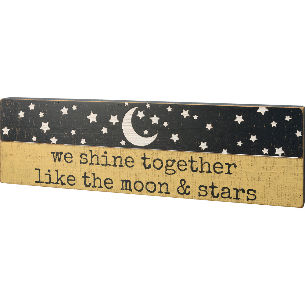 Juntos como la luna y las estrellas - Letrero de caja de listones