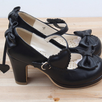 LINK Harajuku Lolita bombas charol tacones altos sólido pajarita mucama Cosplay zapatos suaves mujeres Mary Janes zapatos de noche