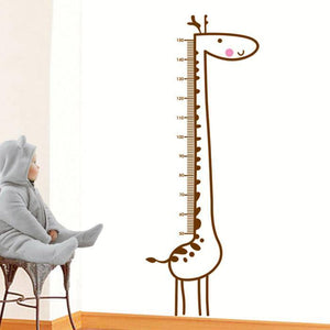 Décalcomanie murale toise de girafe de dessin animé 